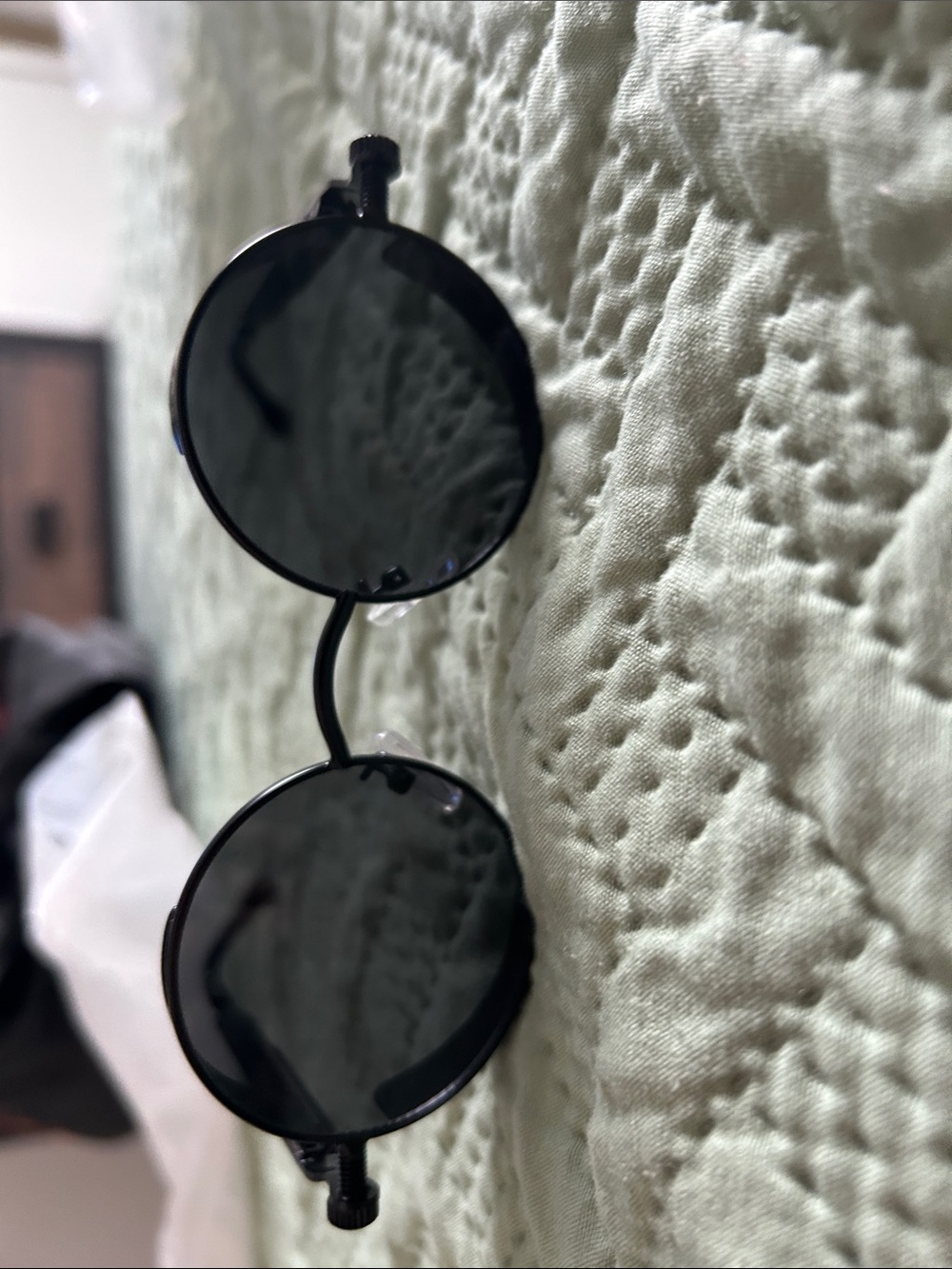 Vintage Men's/Women’s Round Black Sunglasses - Classic Black Lens